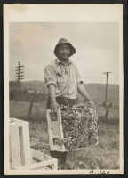 [recto] Centerville, Calif.--Laborer of Japanese descent packing cauliflower on large-scale industrialized ranch a few days prior to evacuation. ;  Photographer: Lange, Dorothea ;  Centerville, California.