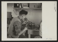 [recto] Radio Repair shop. M. Sekijima, Radio Repairman. Former occupation: student. Former residence: Seattle, Washington. ;  Photographer: Stewart, Francis ;  Hunt, Idaho.