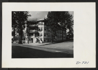 [recto] The Northwest Apartments at 327 N. Beaudry was formerly occupied by Japanese prior to their evacuation. ;  Photographer: Stewart, Francis ;  Los Angeles, California.