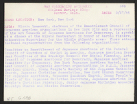 [verso] Minoru Yamasaki, chairman of the Resettlement Council of Japanese American organizations in New York City and a representative of the ...