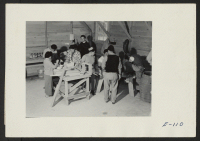 [recto] A production of clay products will be among the important activities to be carried out at this relocation center. Here an embryo ceramic laboratory is getting under way. ;  Photographer: Parker, Tom ;  Heart Mountain, Wyoming.
