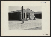 [recto] Manzanar, Calif.--Typical barrack building at this War Relocation Authority center which houses 10,000 persons of Japanese ancestry for the duration. ...