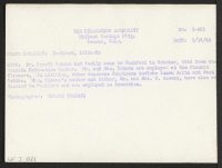 [verso] Mr. Donell Tekawa and family came to Rockford in October 1943 from the Granada Relocation Center. Mr. and Mrs. Tekawa ...