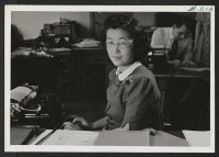 [recto] Pat Urushima from Jerome is now working for the Public Health Service at Bethesda, Maryland. ;  Photographer: Van Tassel, Gretchen ;  Bethesda, Maryland.