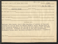 [verso] Woodland, Calif.--The departure of persons of Japanese ancestry by special train for Merced Assembly Center brought many of their Caucasian ...