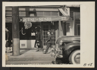 [recto] Los Angeles, Calif.--A store for rent in Little Tokyo after residents of Japanese ancestry were instructed to evacuate. This area is near the Civic Center in Los Angeles. Evacuees will be assigned to War Relocation Authority centers for the duration. ;