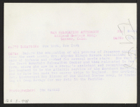 [verso] Before the evacuation of all persons of Japanese ancestry from the west coast, Mrs. Miyoko Hirano Masuda specialized in the ...