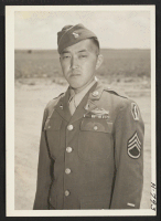 [recto] S/Sgt. Tatsumi Iwate, a Japanese American Infantryman, who bears a piece of Nazi shrapnel an inch deep in his brain ...