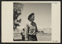 [recto] Manzanar, Calif.--Johnny Fukazawa, foreman of fields Nos. 3, 4, 5, and 6, and heading a 20-man crew on the farm ...