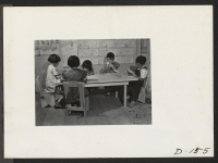 [recto] Art time in the nursery school at this relocation center. ;  Photographer: Stewart, Francis ;  Newell, California.