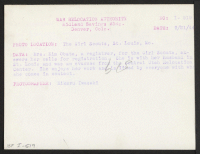[verso] Mrs. Kim Obata, a registrar, for the Girl Scouts, answers her calls for registration. She is with her husband in St. Louis and was an evacuee from the Central Utah Relocation Center. She enjoys her work and is liked by everyone with whom she comes in cont