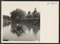[recto] Swans and ducks are common in the City Park. These pictures were taken on the 13th day of January, 1945. On that day several people were rowing boats and paddling canoes in the park lagoons. The temperature was 77 degrees. ;  Photographer: Iwasaki, Hika