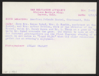 [verso] Here Mrs. Kenzo Sakai, Mrs. C. Sumida, assistant at the Hostel, and Mrs. Arthur Brinton, wife of the Director of ...