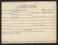 [verso] Evidences of the forthcoming evacuation of residents of Japanese ancestry. ;  Photographer: Albers, Clem ;  San Francisco, California.