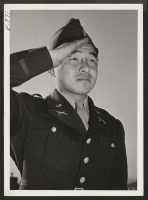 [recto] Second Lieutenant Kei Tanahashi of the 442nd Combat Team in the United States Army. Lt. Tanahashi is a Nisei, a ...
