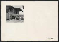 [recto] Close-up of one of the dwellings previously occupied by the five farmers of Japanese ancestry and their families. On their leased land, they produced garlic, onions, strawberries, etc., cooperatively. ;  Photographer: Lange, Dorothea ;  San Lorenzo, C