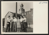 [recto] University of Connecticut, Storrs, Connecticut group (evacuees only). Left to right, Jim Nakano (Topaz, Redwood City, Calif.); Tokuji Furuta (Poston, ...