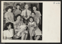 [recto] The Yamasaki family from Granada Relocation Center pose for their picture. From left to right, standing in back, Edith, Jim, ...