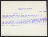 [verso] Lt. James Oda visits the Tasaka home in Washington while on leave from the Merchant Marine. Lt. Oda, from Honolulu, ...