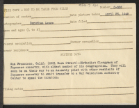[verso] San Francisco, Calif. (2031 Bush Street)--Methodist clergyman of Japanese ancestry, with oldest member of his congregation. They will soon be ...