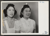 [recto] Misao Okada and Kazuko Okada, whose homes prior to the evacuation of persons of Japanese ancestry from the west coast ...