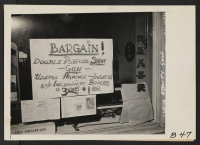 [recto] Los Angeles, Calif.--Sign in shop window in Little Tokyo after residents of Japanese ancestry were instructed to evacuate. They will be assigned to War Relocation Authority centers for the duration. ;  Photographer: Albers, Clem ;  Los Angeles, Califo