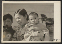 [recto] Japanese mother, wife of interned Shinto priest, with youngest of her nine children who are American born. She has been ...