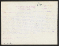 [verso] Mrs. Yoshiye Abe is an employee of the Flag and Decorating Company, 1848 Lawrence Street, Denver, Colorado. A former resident ...
