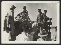 [recto] Amache Boy Scouts help with the check baggage. ;  Photographer: McClelland, Joe ;  Amache, Colorado.