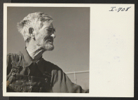 [recto] Mr. C. S. Inman, Hereford, who was the first farmer in Deaf Smith County to offer a lease or share-cropping deal to an evacuee farmer. ;  Photographer: Iwasaki, Hikaru ;  Hereford, Texas.