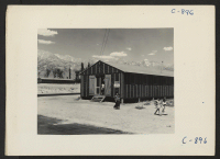 [recto] Manzanar, Calif.--The Main Library at this War Relocation Authority center. The Librarian is a graduate of the University of California Library School and employs modern library techniques. All books have been donated. ;  Photographer: Lange, Dorothea