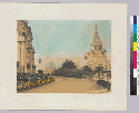 [Hand colored Photograph of Tower of Jewels and driveway]