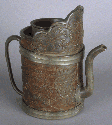 Teapot; Tibetan?; pewter with wood overlay