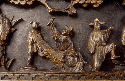Altar table (outer) - Ornate, carved teak, lacquer & gold leaf overlay. Detail of altar