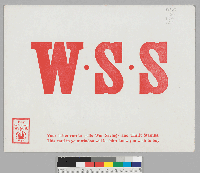 B) Color: Red--verso: W.S.S.: "Your letter carrier sells War Savings and Thrift Stamps, this card in your window..."