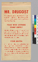 [cover] Mr. Druggist: Your War Savings Stamps Supply: Your Quota
