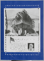 [The American flag is not going to be driven from the seas; Arabic text; image of the launch of a ship.]