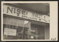 [recto] This restaurant, named Nisei after second-generation children born in this country to Japanese immigrants, was closed prior to evacuation of ...