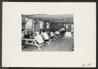 [recto] Tule Lake, Newell, Calif.--A view of Selective Service registration headquarters where 420 youths of 18 to 20 signed up in the latest draft registration. ;  Photographer: Stewart, Francis ;  Newell, California.