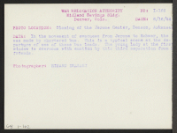[verso] Closing of the Jerome Center, Denson, Arkansas. In the movement of evacuees from Jerome to Rohwer, the trip was made ...