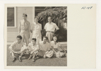 [recto] Taken at the home of Mr. Harry Matsuoka in Walnut Grove, showing returned members of the family. They were formerly ...