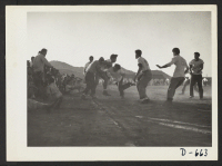 [recto] A rousing game of football was played at this center between the Vandals and the Leather Necks on Thanksgiving day. The Vandals won 18 to 6. ;  Photographer: Stewart, Francis ;  Rivers, Arizona.