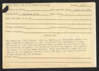 [verso] Families of two Shinto priests who were interned on December 8, 1941, immediately upon declaration of war. The mother, at ...