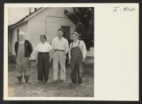 [recto] Mr. and Mrs. Y. Mishima, are shown with two Caucasian neighbors on the berry ranch near Gresham, Oregon. The Mishimas ...