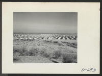 [recto] A panorama of the Northwest section of Camp #2 at this relocation center. ;  Photographer: Stewart, Francis ;  Rivers, Arizona.