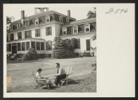 [recto] Mr. and Mrs. Frank Matsuuichi relax after a day's work at the Old Lyme Inn, Old Lyme, Connecticut, which is ...