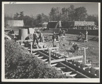 [recto] A view showing the sewage disposal plant which is under construction at the Jerome Center. ;  Photographer: Parker, Tom ;  Denson, Arkansas.