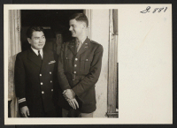 [recto] Lt. James Oda with an Army friend, Lt. Jack Waldo, visits the Tasaka home in Washington while on leave from ...