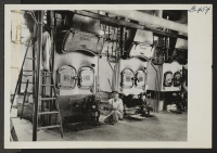 [recto] Hospital boiler room. ;  Manzanar, California.