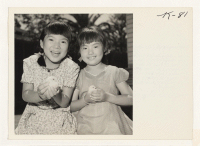 [recto] Jean, 9, and Ruth, 7, daughters of Rev. and Mrs. Yasuhara Osuga of 566 North Fifth Street, San Jose, California, ...